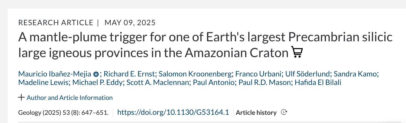 A mantle-plume trigger for one of Earth's largest Precambrian silicic large igneous provinces in the Amazonian Craton — Geology, 2025